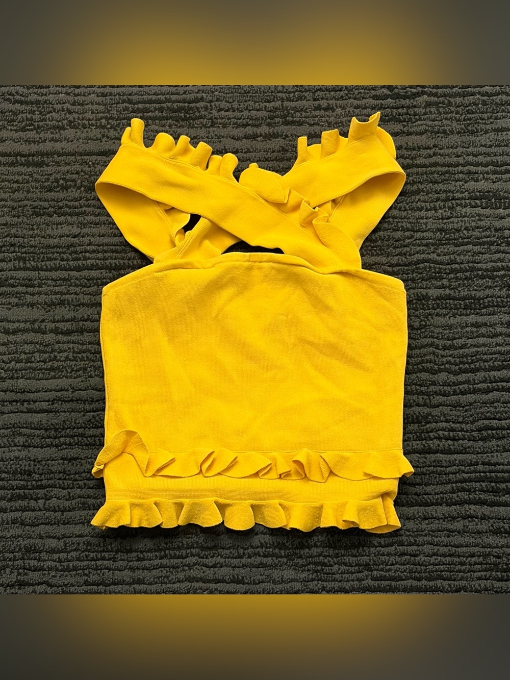 C/MEO Collective Cross Strap Ruffle Tank Top